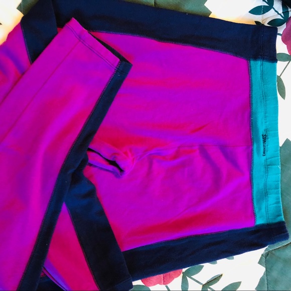 Exercise Leggings, Turquoise & Pink, L - Picture 2 of 16